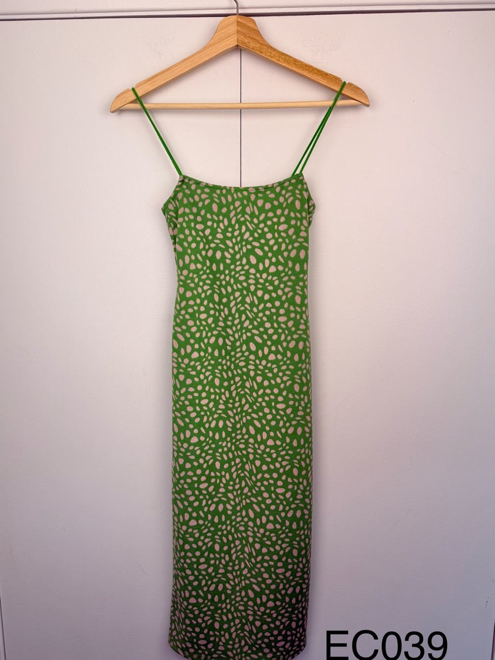 ZARA Green Pink Spotted Jacquard Midi Dress S